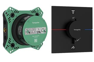 Podžbukna miješalica, termostatska, 2 potrošača - HANSGROHE ShowerSelect Comfort E - crna - komplet
