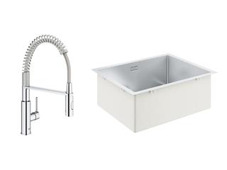 Sudoper inox, komplet s miješalicom - GROHE K 700 Get - s tušem